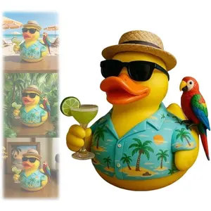 Jimmy Buffet Memorial Duck, Tropical Tribute Duck, Jimmy Buffet Accessories, Collectible Hand-Painted Rubber Resin Rainforest Bird Parrot Ducks Figure, Party Decor Gifts(1pc)