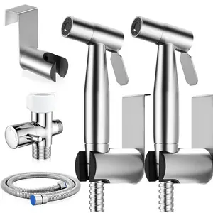 Handheld Toilet Bidet Sprayer for Toilet-Adjustable Water Pressure Control with Bidet Hose for Feminine Wash, Stainless Steel Brushed Nickel Bidet Faucet Cloth Diaper for Baby Wash voix it vesinh cleaning bidet sprayer kit