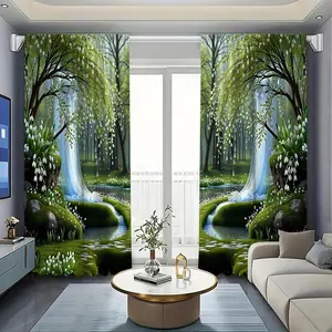 Flower Pattern Curtain, 1 Pair Semi Blackout Curtain, Home Decor for Bedroom, Living Room, Window, Kitchen, Office