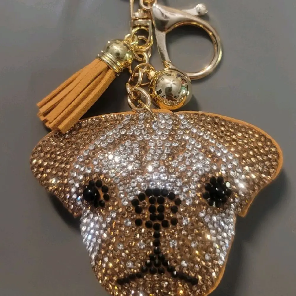 bling chunky dog keychain