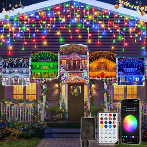 Smart Icicle Lights for Outside, 20Ft 240 LED RGB Smart Christmas Lights, App or Remote Control, Music Sync, /Outdoor UseColor Changing Lights, Home Decor for Yard, Patio, Fence, Roof, Party,