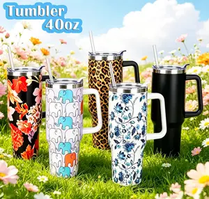 SYACOT 40 oz Tumbler with Handle and Straw Stainless Steel Insulated Tumbler Leak Proof Lid and Straw Lid Reusable Travel Mug Coffee Mug Cup Dishwasher Safe Keep Drinks Cold and Hot Drinkware Flasks mens gifts Portable Washable Water Bottles