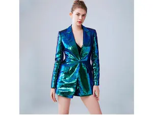 High Fashion Sequins Two- Piece Sets, Blazers and Shorts