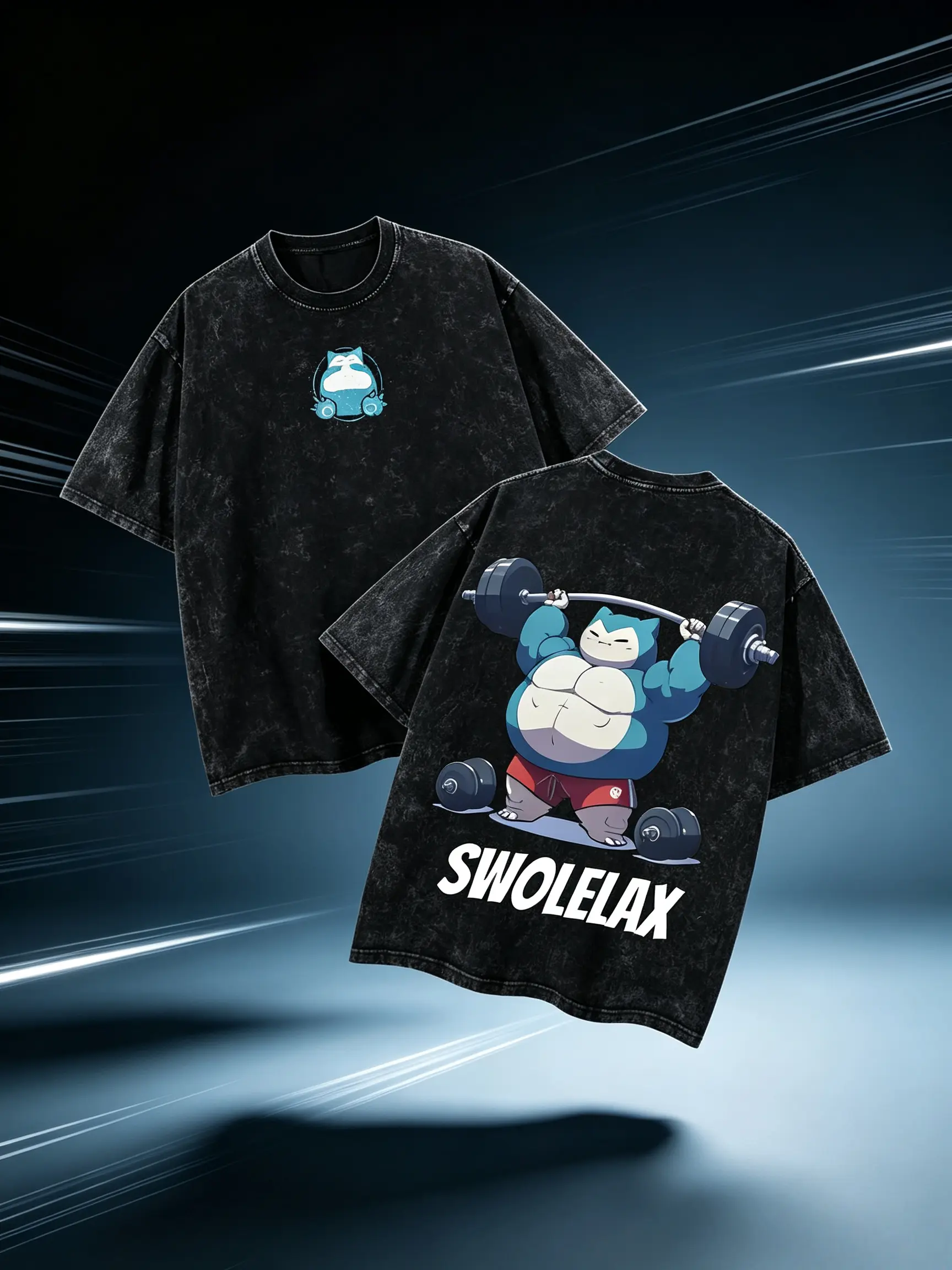 Unisex Oversized Fit Anime Humor Cotton Gym Tee - Short Sleeve Casual Tops, SwoleLax Muscle Monster Workout Graphic Gymwear, Vintage Streetwear Menswear Gift for Anime Fans