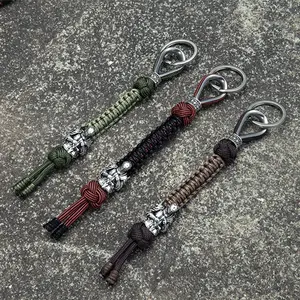 MKENDN Ancient Greek Knights of the Round Table Paracord Keychain Lanyard Self-Defense Emergency Survival Backpack Knife Pendant