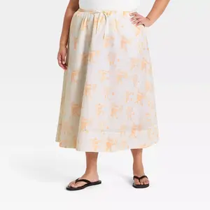 Women's Midi A-Line Skirt - Universal Thread Cream Floral 4X