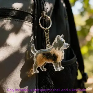 Dog Hair Keepsake Keychain, Transparent Capsule Pendant with Cute Puppy Design, Pet Memorial Gift for Dog Lovers, Holiday Gift Ideas, Lightweight Keychain