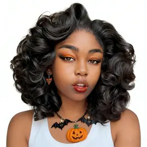 Sway Hair Upgraded Pure 100% Human Hair 13x4 HD Front Lace Hair Bouncy Body Wave Lace Front Bob Wigs Short Bob Human Hair Curly Wigs for women Natural Black #tiktokshopholidayhaul #Christmas