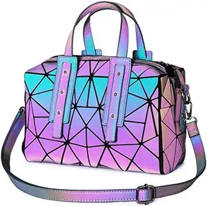 Geometric Luminous Purses and Handbags for Women Holographic Reflective Bag Backpack Wallet Clutch Set lulu beltbag