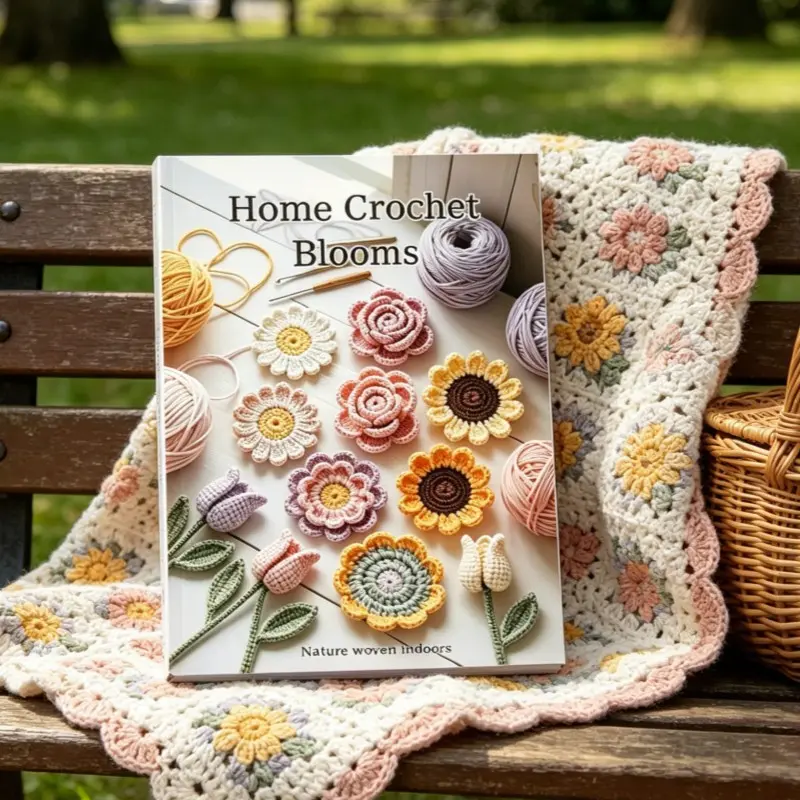 Crochet Flower Bouquet Tutorial Book, DIY Craft Guide, Step-By-Step Instructions, 5 Classic Flower Types, Wedding Decor, Birthday Gift
