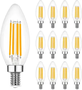 LED Candelabra Light Bulbs, Dimmable E12 LED Bulb 60W Equivalent, 2700K Soft White, B10 Candle Bulbs for Chandelier, 5W, 450LM,12 Pack