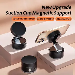 Magnetic Phone Holder with Suction Cup, 360° Rotation One-Hand Operation Phone Mount for Shower, Bathroom, Kitchen, Mirror, Window, Compatible with MagSafe iPhone 16/15/14/13/12 Series & All Android Phones