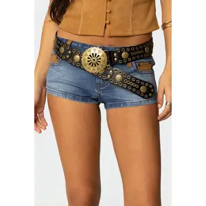 Scalloped Circle Faux Leather Belt