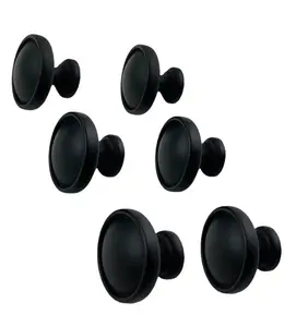 Flat Black Traditional Mushroom Cabinet Hardware Knobs-6 Pack By Muskoka Lifestyle Products USA (MUS916)