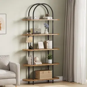 Gaomon 71-in 5-Tier Metal Frame Bookshelf, Collapsible Foldable Portable Freestanding Bookcase, Quick Setup Tall Storage Organizer Display Rack for Home, Office