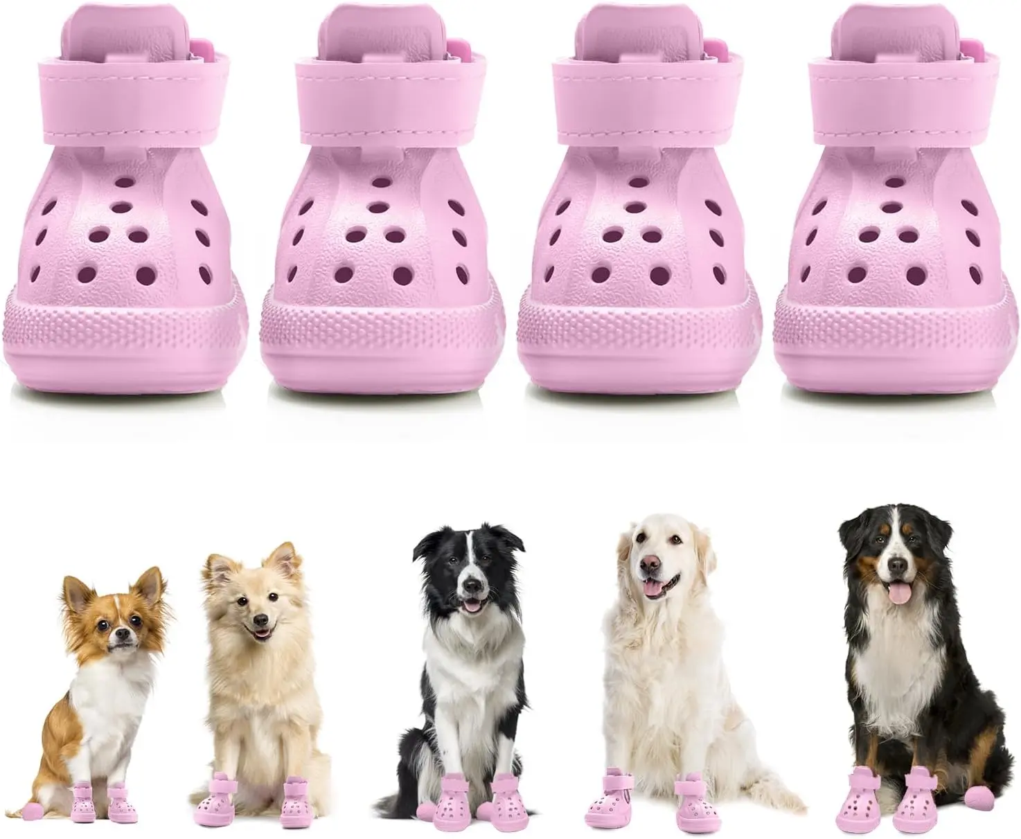 Dog Shoes for Hot Pavement - Breathable Dog Sandals with Non Slip Soles & Reflective Straps, Easy ON & Off, Easy-Clean Summer Outdoor Pet Boots for Small Medium Large Dogs, PI,