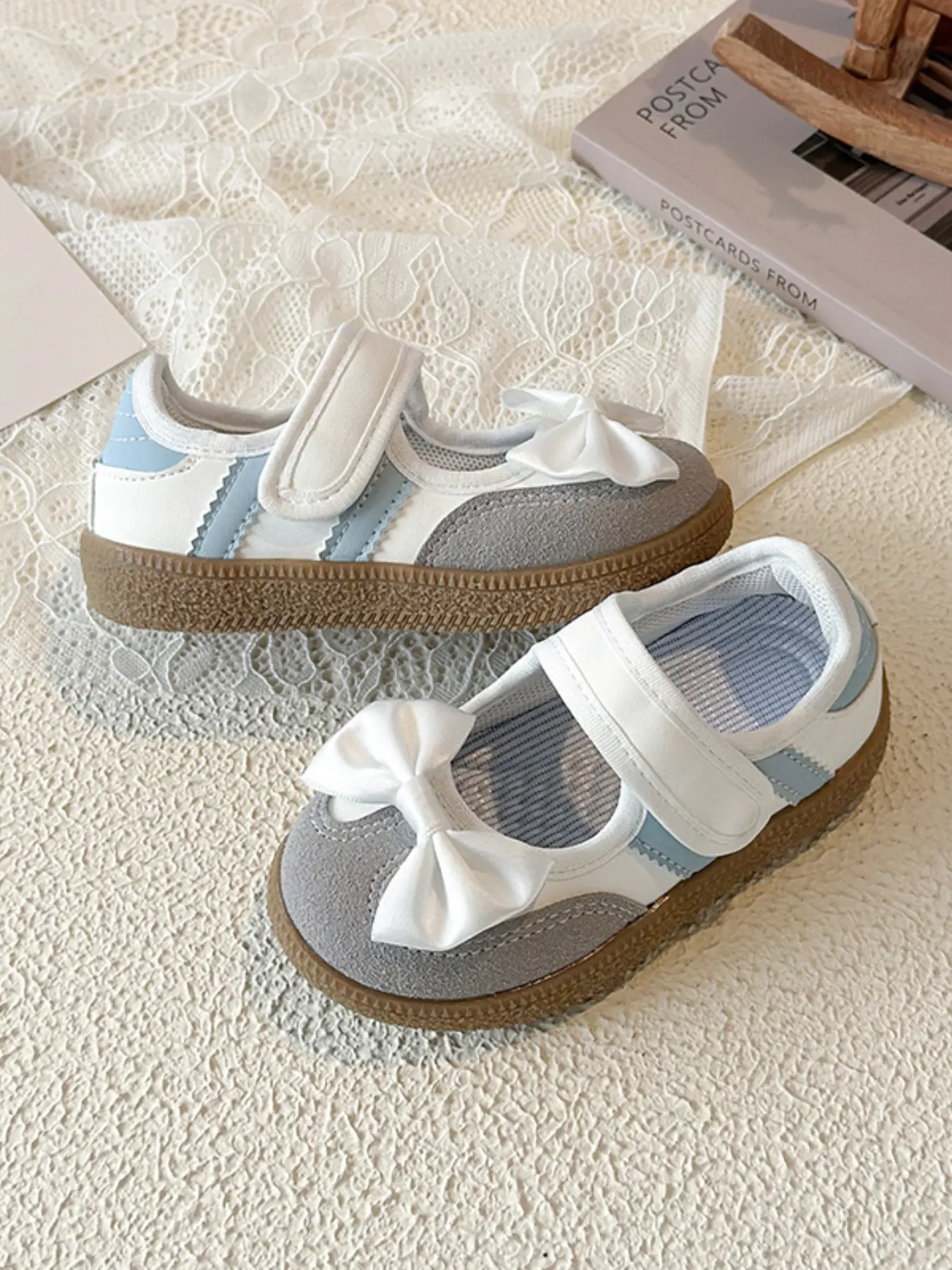Girls' Bow Casual Shoes, Single Shoe, Sweet Board Sneakers, Indoor Shoes for Toddlers, Spring & Fall Party Style