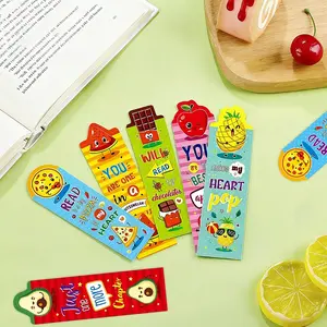 30 Pieces Scratch and Sniff Scented Bookmarks Kids Fruit Food Theme Sayings Bookmarks Sayings Assorted Cute Scented Gifts for Students Teens Food Lovers, 10 Styles