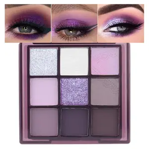 9Colors Purple Smokey Eye Shadow Palette Makeup,Highly Pigmented Eyeshadow Palette Dark Black Purple,Lavender Mauve Dark Purple Eyeshadow Long Lasting Waterproof Hypoallergenic Purple Makeup