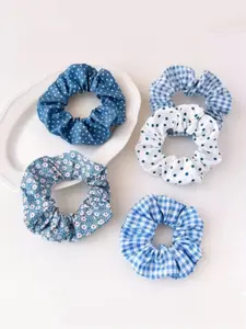 5pcs Fresh Plaid Ponytail Scrunchies, Simple Checkered Bun Hair Ties, Ponytail Holders, Hair Accessories