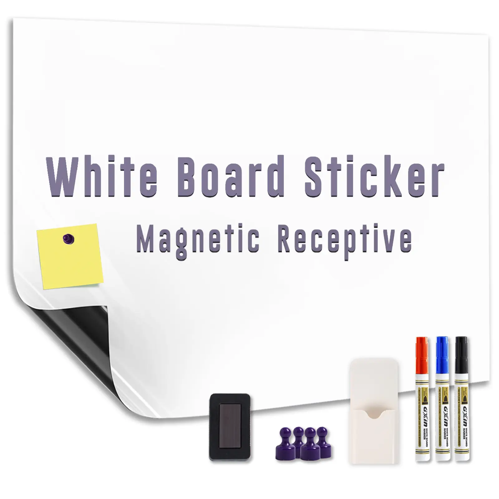 Magnetic Dry Erase Board Paper Adhesive Backing White Board Sticker for Wall Peel and Stick Whiteboard Contact Paper for Office Home Include Starter Kit