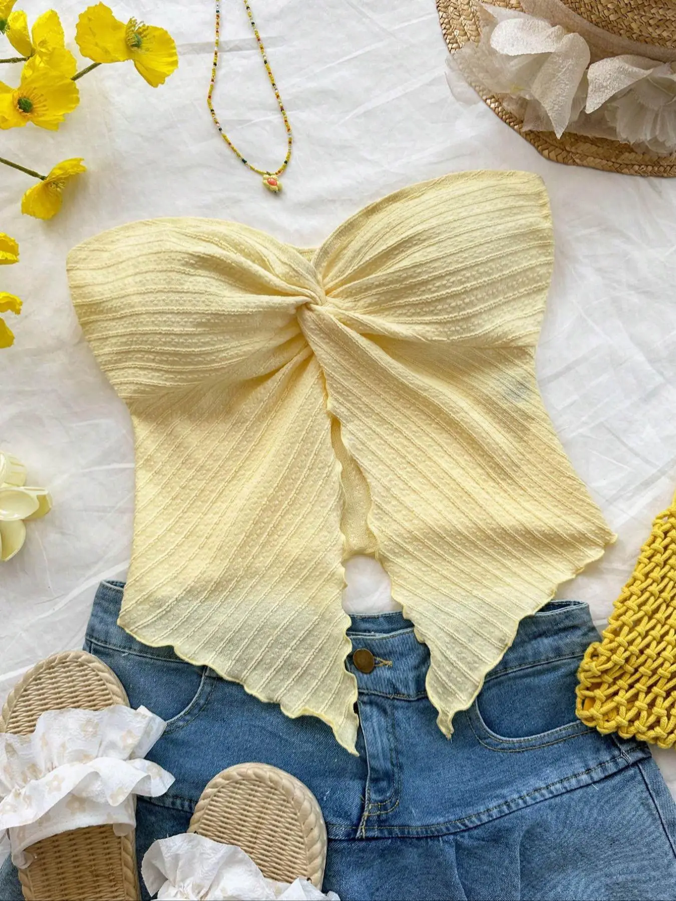 Women's Tube Top, Casual Sleeveless Twisted Top for Summer, Ladies Clothes for Daily Wear