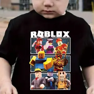Youth Roblox Merch for Boys Girls Kids Gaming Graphic Tee Top Short Sleeve Summer Clothes Birthday Gift Outfit Black Cartoon Gamer Character Tee
