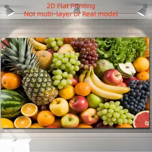 2D Flat Banner Fruit Paradise Backdrop Banner, Vibrant Design Featuring Ripe Grapes, Juicy Pineapples & Colorful Apples, Perfect Polyester Decor for Farm, Garden, or Home Parties