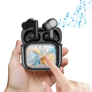 JUSIEX Bluetooth 5.4 Earbuds with Smart Touch Screen Case LED Display IPX4 Waterproof Wireless Earphones Noise Cancelling Built-in Mic for Office Sports Study Calls