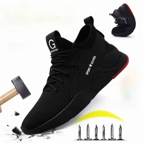 Men's Steel Toe Kevlar Fiber Safety Footwear - Breathable, Anti-Collision, Plus Size Walking Shoes with Foot Protection, Comfortable Athletic Gym Steel Toe Trainers for Workers
