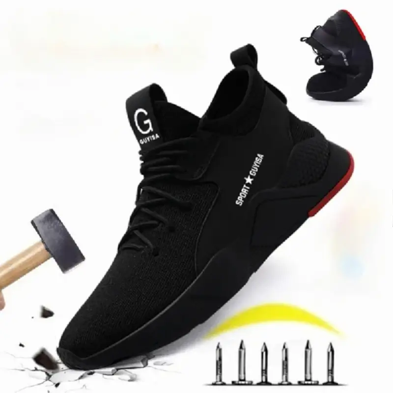 Men's Steel Toe Kevlar Fiber Safety Footwear - Breathable, Anti-Collision, Plus Size Walking Shoes with Foot Protection, Comfortable Athletic Gym Steel Toe Trainers for Workers