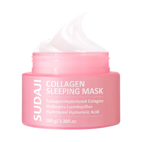 SUDAJI Collagen Sleeping Face Mask - Overnight Moisturizer with Niacinamide, Hyaluronic Acid & Probiotics for Pore Care, Tightening, Dewy Radiant Skin, Night Routine Essential, All Skin Types, 3.53 oz