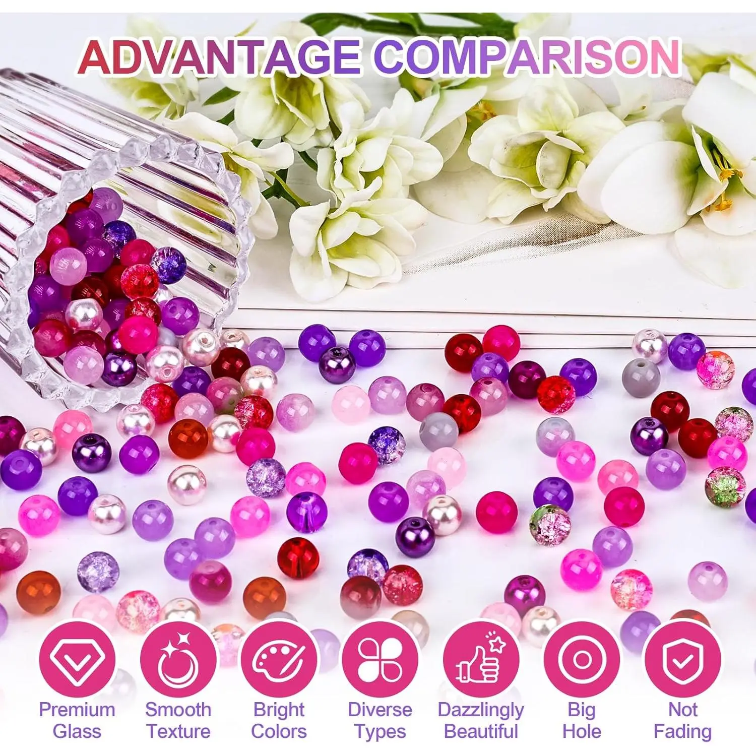 XSEINO About 3600pcs 8mm Glass Beads Making Kit,6Box-144 Colors Dreamy Series Colorful Crystal Beads for Making,DIY Crafts XSEINO About 3600pcs 8mm Glass Beads Making Kit,6Box-144 Colors Dreamy Series Colorful Crystal Beads for Making,DIY Crafts