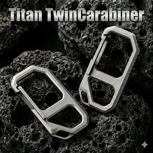 Mulight EDC Titan Twin Carabiner Titanium Alloy Multi Tool Carabiner Clip Outdoor Gear for Hiking Climbing