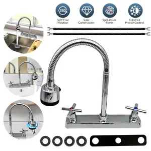 RV Kitchen Faucets,Flexible Spout RV Kitchen Sink Faucet Replacement with Two Handle-8" Main Body,High Arch-360 Swivel Replace for RV Home Campers Motorhomes Travel Trailers#Summervibes