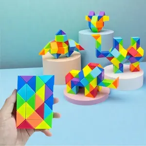 Colored Magic Cube Toys Magic Rule Snake Multi-color Puzzle Fidget Toys Decompression Transformable Cubes Educational Toys