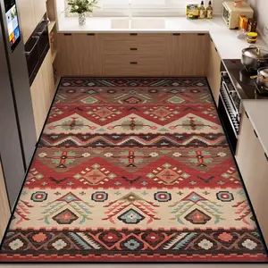 Moroccan Style Geometric Pattern Rug, 1 Count Non-slip Soft Rectangular Area Mat, Decorative Carpet for Home Living Room Bedroom Hotel Dormitory