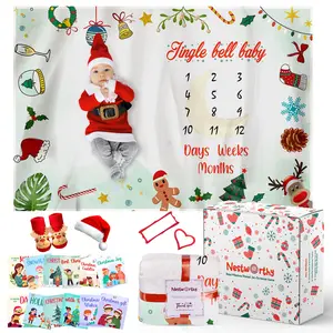 Christmas Theme Monthly Baby Milestone Blanket for Boys/Girls - Capture Every Joyful Baby Monthly Milestone with a Holiday Touch!