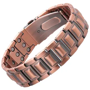 Men's 99.99% Pure Copper Magnetic Bracelet with 3500 Gauss Triple-Strength Magnets Adjustable Length for Health Care and Arthritis Relief Perfect Gift for Anniversaries and Christmas