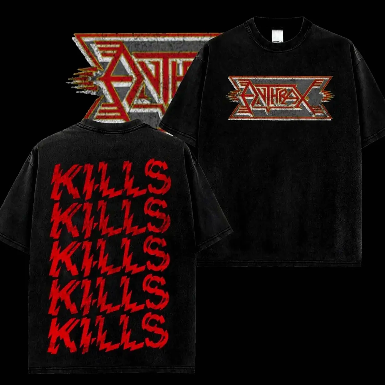 [MetalStyle] Anthrax Kills Original Logo Retro Unisex 100% Heavyweight Cotton T-Shirt – Anthrax World Tour Rock Thrash Metal Cotton Tee, Heavy Metal Rock Band Shirt, Oversized Vintage Tee, Heavy Metal Merch, Gift for Rock Fans Q2L