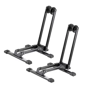 VEVOR Bike Racks 2 Pack, Fits 20 to 29 Inch Mountain & Road Bikes, Alloy Steel Rust-Resistant Bike Floor Stand Rack, Foldable Bicycle Stand for Entryway, Garage, Home Bikes Parking & Storage, Black