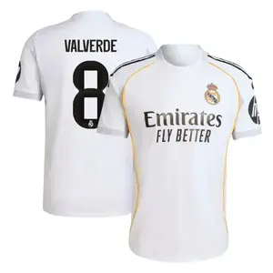 Unisex Real Madrid 2025/27 Home Soccer Jersey, Valverde #8 Premium Short-Sleeve Fan Jersey with Modern Football Design