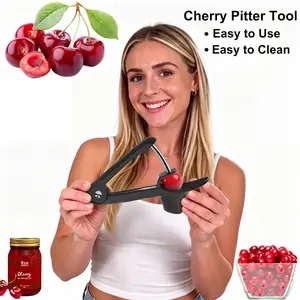 Cherry & Olive Pitter Tool - Easy Fruit Core Remover with Space-Saving Lock Design for Cherry Pie, Jam & Cocktail