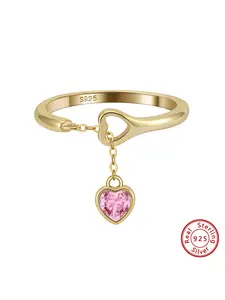 for Women 925 Sterling Silver Heart Zircon Ring Adjustable Unique Design High-End Luxury Fashion Jewelry Personalized Finger Ring Party Accessory Heart Shaped Ring Adjustable Rings