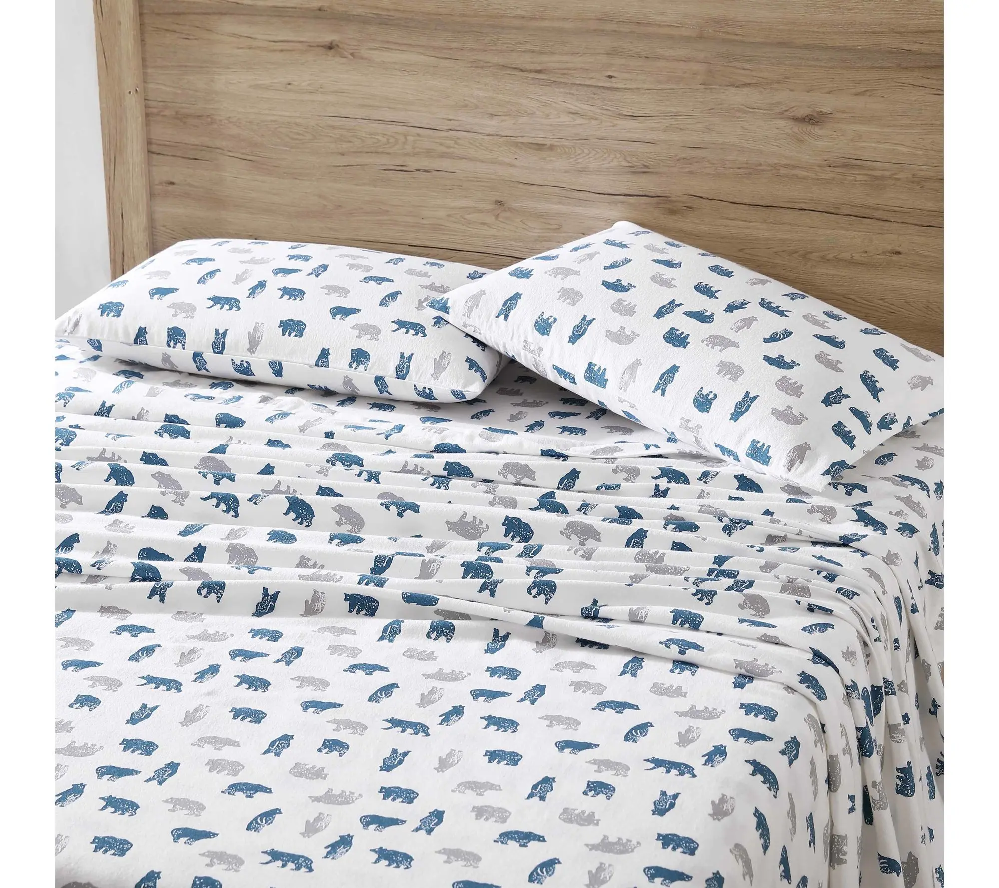 Eddie Bauer Bear Mountain Blue Cotton King Sheet Set