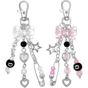 Y2K Aesthetic Keychains for Women Cute Flowers Star Cake Jellyfish Keychins Charms Kawaii Bag Purse Decor