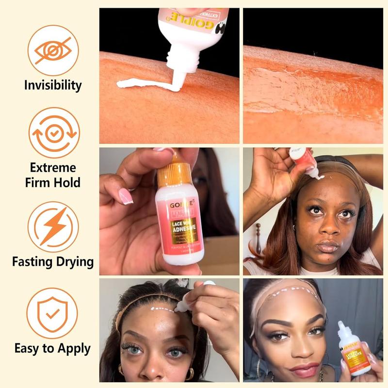 Lace Glue Kit Complete Set with Lace Tint Mousse, Lace Melting Spray Wig Glue for Women's Wigs and Hairpieces - Wig Installation Kit & Tape in Extension Rmover & Cap (Light Brown) hair tools rat tail comb Multi-Purpose Care Brush