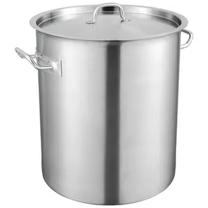 Stainless Steel Stock Pot 42-Quart – Large Capacity Cooking Pot With Lid And Handles, Heavy-Duty Commercial Grade Sauce Pot, Durable Sanded Finish, For Catering, Food Service, Large Groups, Events, Silver