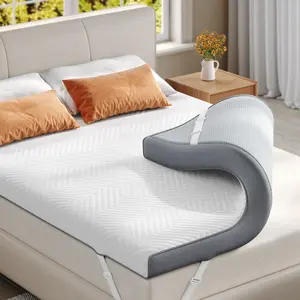 Raybee 3-4 Inch Mattress Topper with Cover, Pressure Relief Memory Foam Mattress Topper with Cooling Gel and Removable & Washable Embossed Cover, Gray, White,  King Queen Full Twin,