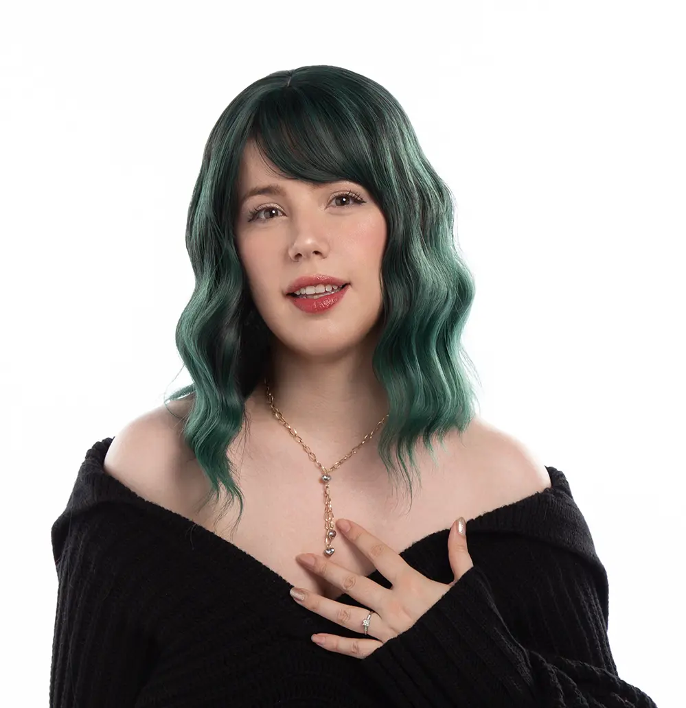 14-Inch Mermaid Dark Green Wavy Synthetic Wig | 【Heat Resistant】【Cap Included】 | #27 41FSGB